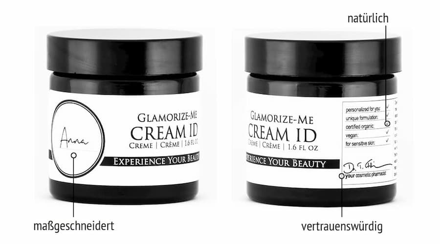 Derma ID Glamorize-Me Cream ID Gesichtscreme hilft dir, weil sie maßgeschneidert, natürlich und aus pharmazeutischer Hand ist